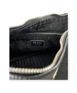 Prada Logo Pebble Leather Shoulder Bag in Black 18