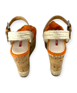 Prada Suede Cork Wedge Sandals in Orange 35.5 14