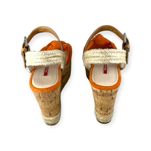 Prada Suede Cork Wedge Sandals in Orange 35.5 6