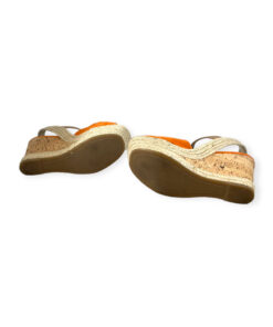 Prada Suede Cork Wedge Sandals in Orange 35.5 15