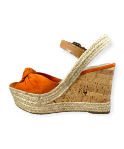 Prada Suede Cork Wedge Sandals in Orange 35.5 9