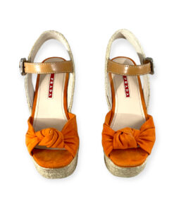 Prada Suede Cork Wedge Sandals in Orange 35.5 12