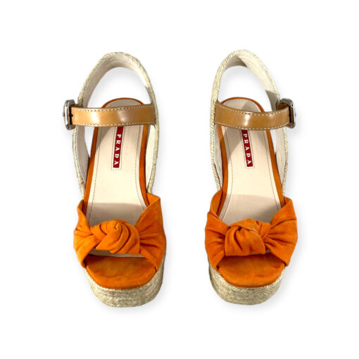 Prada Suede Cork Wedge Sandals in Orange 35.5 4