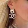 Chanel CC Square Drop Earrings