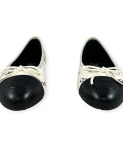Chanel Coco Camelia Ballerina Flats in Ivory/Black 36 9