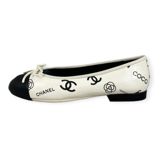 Chanel Coco Camelia Ballerina Flats in Ivory/Black 36 1