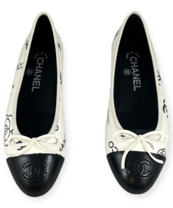 Chanel Coco Camelia Ballerina Flats in Ivory/Black 36 10