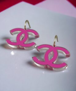 Chanel Lucite CC Drop Earrings in Pink