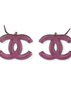 CHANEL, Jewelry, Chanel Gold Red Cc Lever Back Earrings