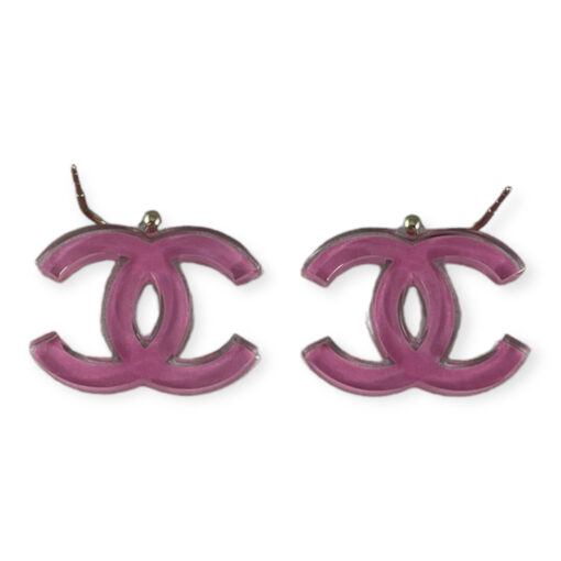 Chanel Lucite CC Drop Earrings in Pink 3