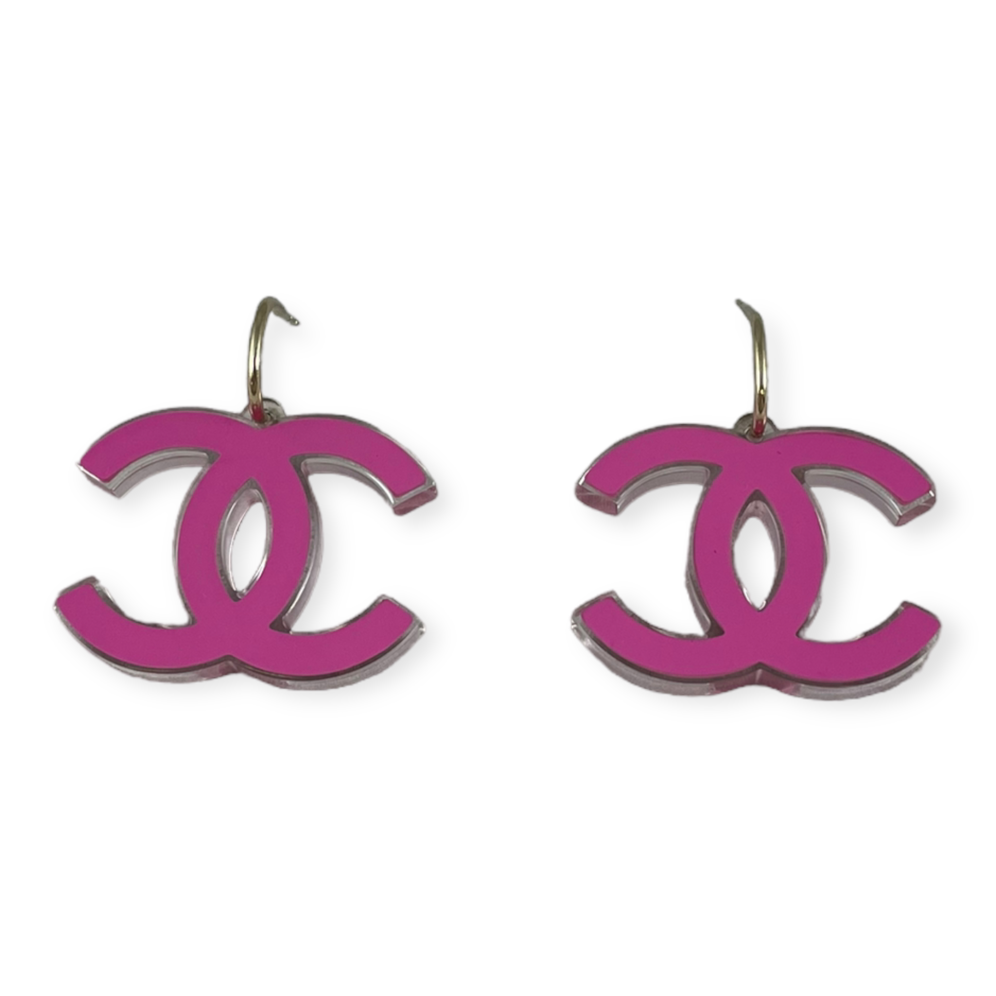 Chanel Vintage Lucite Reversible (light pink to bright pink) CC Earrings  $399
