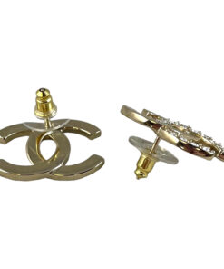Chanel Strass CC Stud Earrings in Gold 9