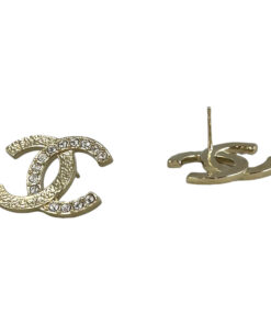 Chanel Strass CC Stud Earrings in Gold 10