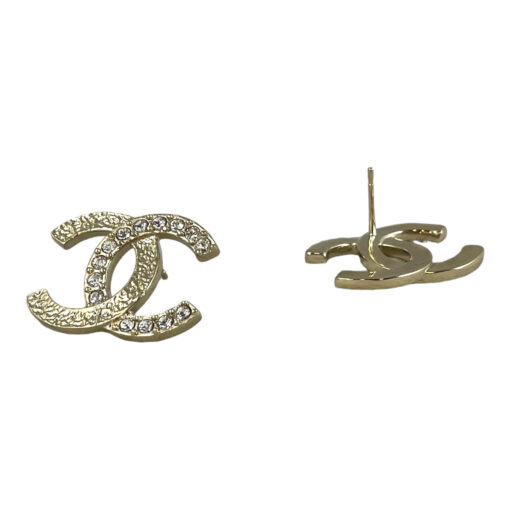 Chanel Strass CC Stud Earrings in Gold 5