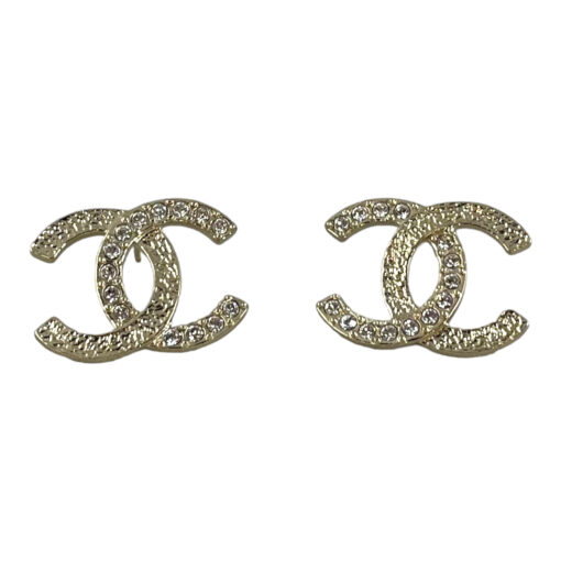 Chanel Strass CC Stud Earrings in Gold 1