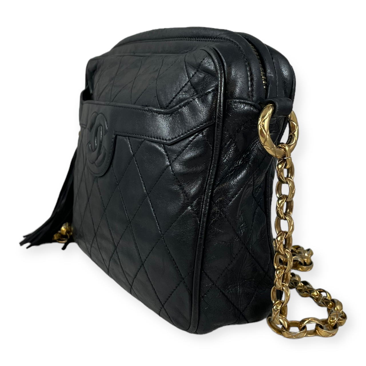 Chanel Vintage Tassel Camera Bag in Black | MTYCI