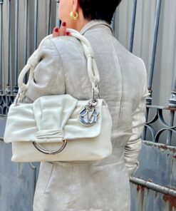 Dior Demi Lune Flap Bag in Chalk