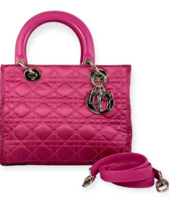 Dior Lady Dior Medium Nylon Handbag in Pink 14