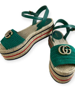 Gucci Lilibeth Crochet Platform Espadrille Sandals 37 16