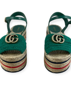 Gucci Lilibeth Crochet Platform Espadrille Sandals 37 11