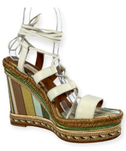 Valentino Striped Wedge Sandals in Ivory/Multi 39 12