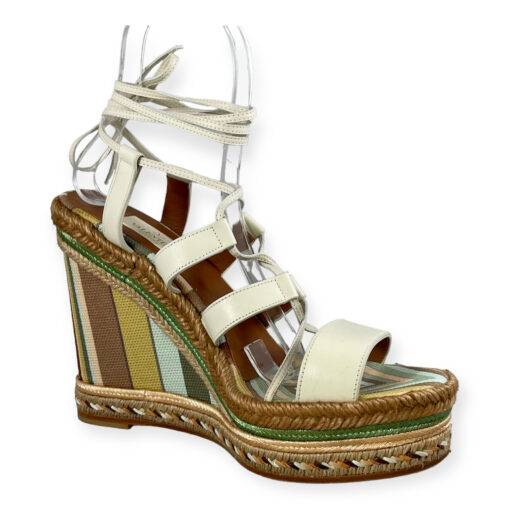 Valentino Striped Wedge Sandals in Ivory/Multi 39 6