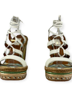 Valentino Striped Wedge Sandals in Ivory/Multi 39 9