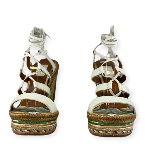 Valentino Striped Wedge Sandals in Ivory/Multi 39 3