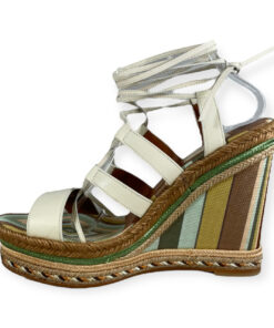 Valentino Striped Wedge Sandals in Ivory/Multi 39 7