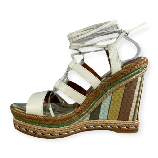 Valentino Striped Wedge Sandals in Ivory/Multi 39 1
