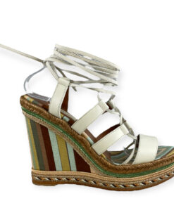 Valentino Striped Wedge Sandals in Ivory/Multi 39 8