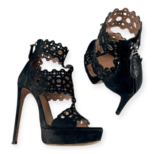 Alaia Lasercut Sandals in Black 37 6