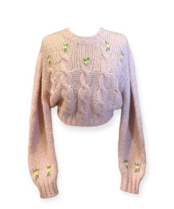 Alessandra Rich Rosette Sweater in Pink Small 6