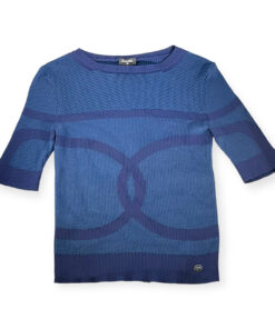 Chanel CC Knit Top in Navy/Purple 40 5