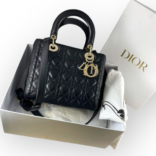 Dior Medium Lady Dior Cannage Bag in Black 13