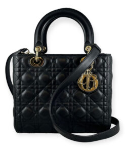 Dior Medium Lady Dior Cannage Bag in Black 14