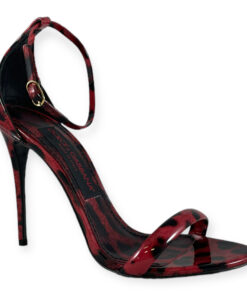 Dolce & Gabbana Patent Leopard Print Sandals in Red 36 15