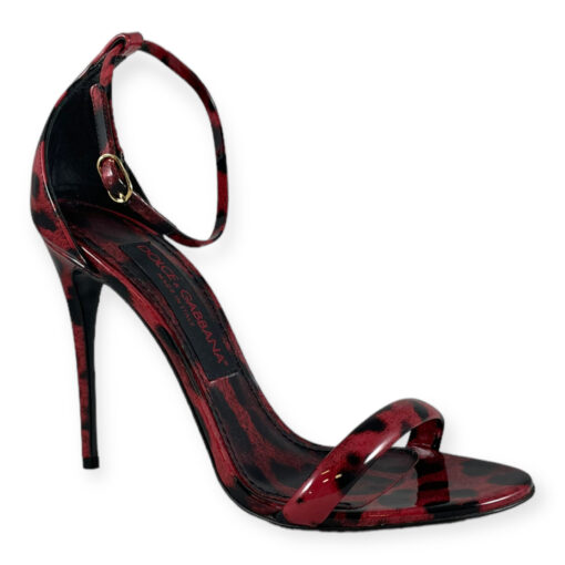 Dolce & Gabbana Patent Leopard Print Sandals in Red 36 8