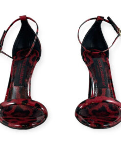 Dolce & Gabbana Patent Leopard Print Sandals in Red 36 11