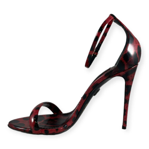 Dolce & Gabbana Patent Leopard Print Sandals in Red 36 2