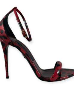 Dolce & Gabbana Patent Leopard Print Sandals in Red 36 10