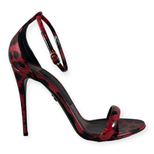 Dolce & Gabbana Patent Leopard Print Sandals in Red 36 3