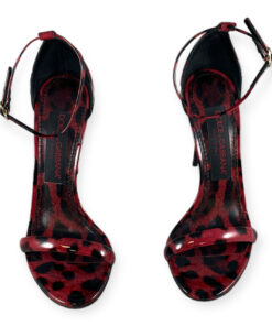 Dolce & Gabbana Patent Leopard Print Sandals in Red 36 12