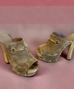 Size 39 | Gucci Studded Horsebit Mules in Brown