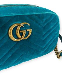 Gucci Velvet GG Marmont Shoulder Bag Pavone Cyan 14