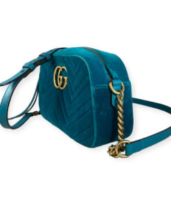 Gucci Velvet GG Marmont Shoulder Bag Pavone Cyan 15