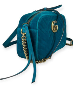 Gucci Velvet GG Marmont Shoulder Bag Pavone Cyan 16