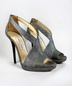 Jimmy Choo Sparkle Sandals in Silver/Gray 40 14