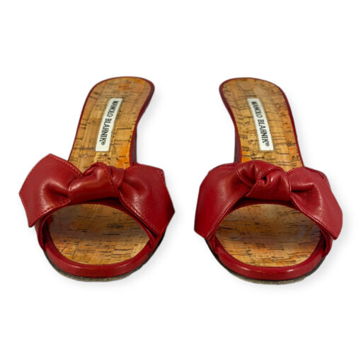 Manolo Blahnik Bow Wedge Sandals in Red 36 3