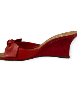 Manolo Blahnik Bow Wedge Sandals in Red 36 7